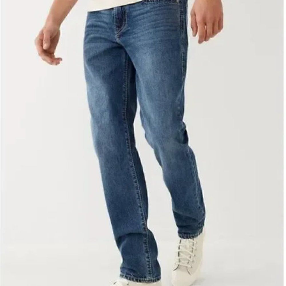 True Religion Genius Relaxed Slim Vintage Denim Jeans Big T No Flap. Brand New!
